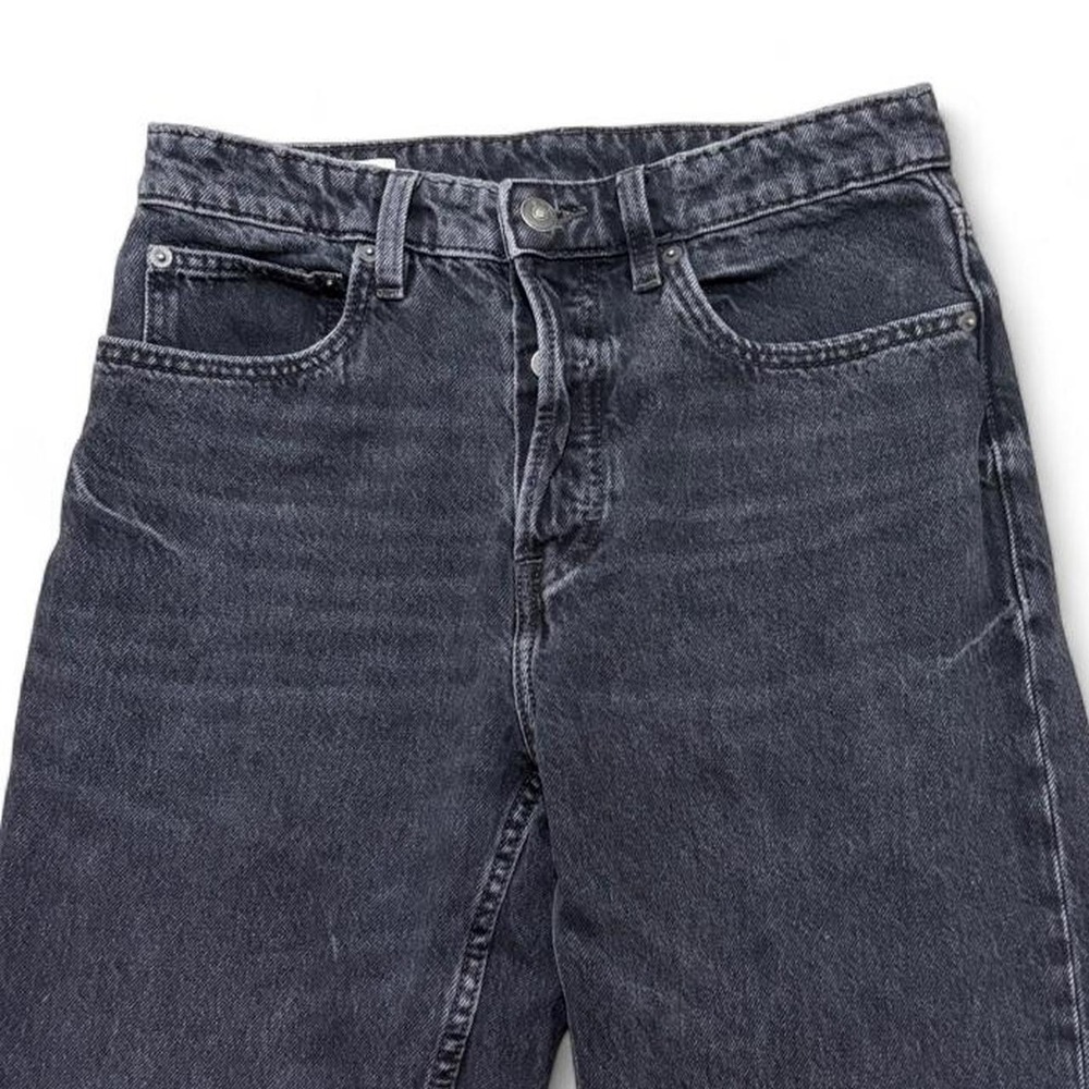 Distressed Skater Straight Leg Jeans Zara Men Faded Black Grunge Streetwear 29" - Picture 2 of 8